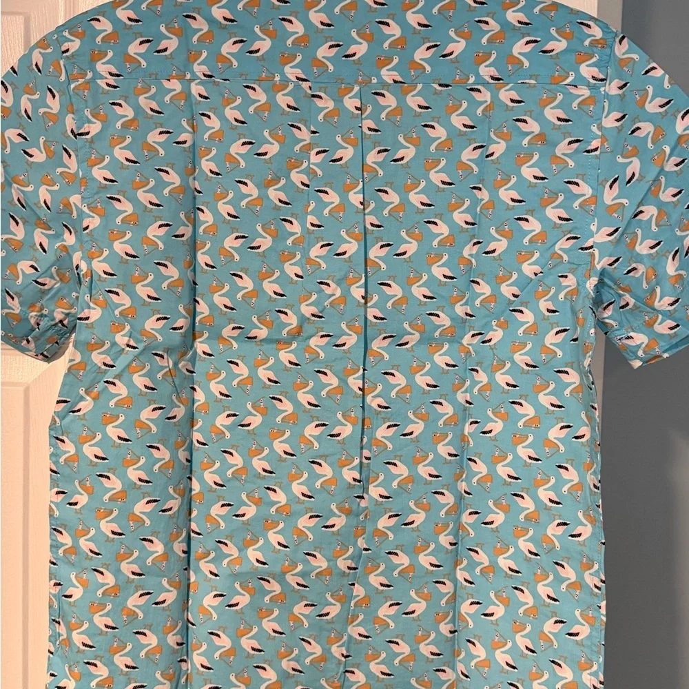 Amazon Essentials Teal Pelican Print Shirt - Picture 5 of 8